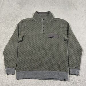 Faherty Sweater Mens Medium Epic Quilted Fleece Pullover Snap Buttons Green
